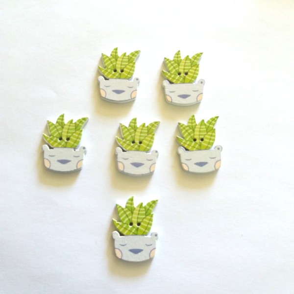 6 Boutons cactus ours – 20x26mm – bri439 - Photo n°1