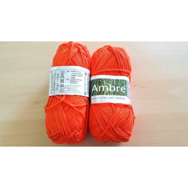 1 Pelote de fil a tricoter d'été cheval blanc – ambre – orange - Photo n°1