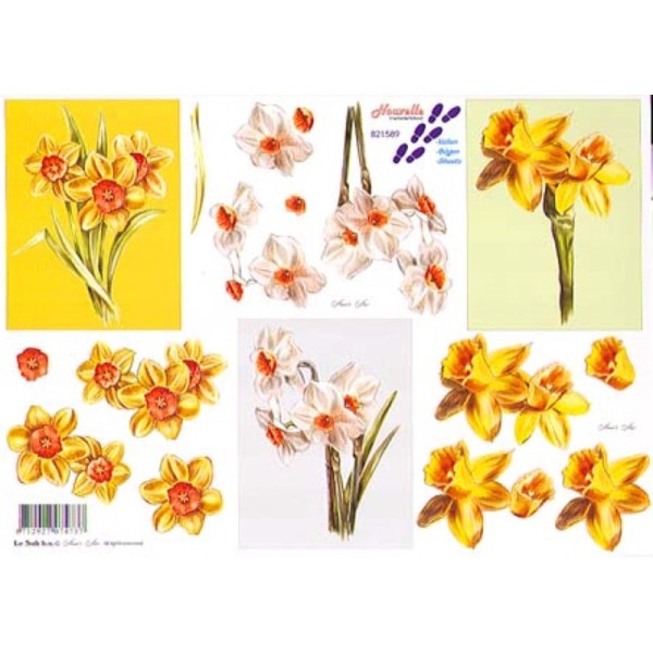 Carte 3D à découper - 821589 - Fleur blanches et jaunes - Photo n°1