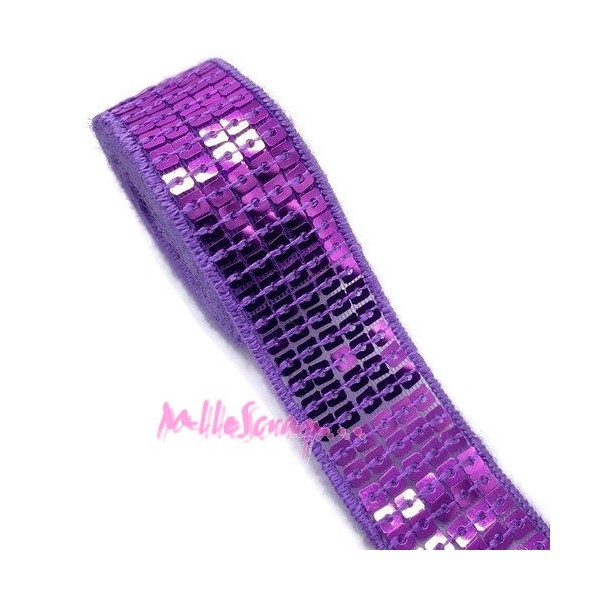 Ruban tissu sequin violet - 1 mètre - Photo n°1