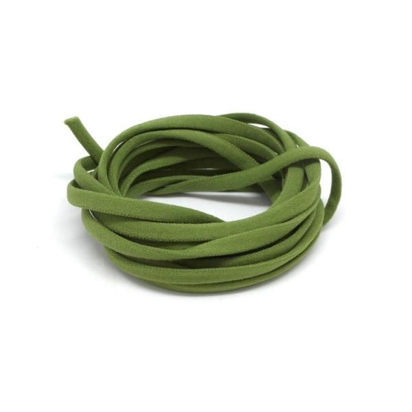 2m Cordon Style Spaghetti Vert Olive Mat 4mm - Lycra Élastique - Photo n°1