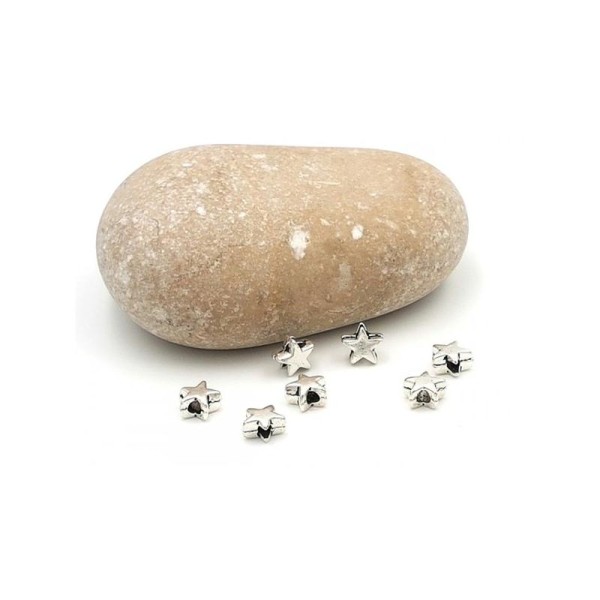 100 Perles Intercalaires Etoiles 6x6mm - Photo n°1