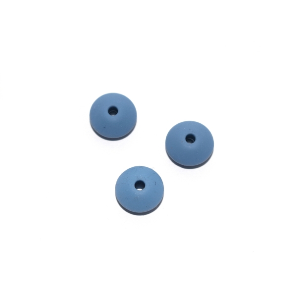 Perle lentille 10 mm en silicone bleu jean's - Photo n°1