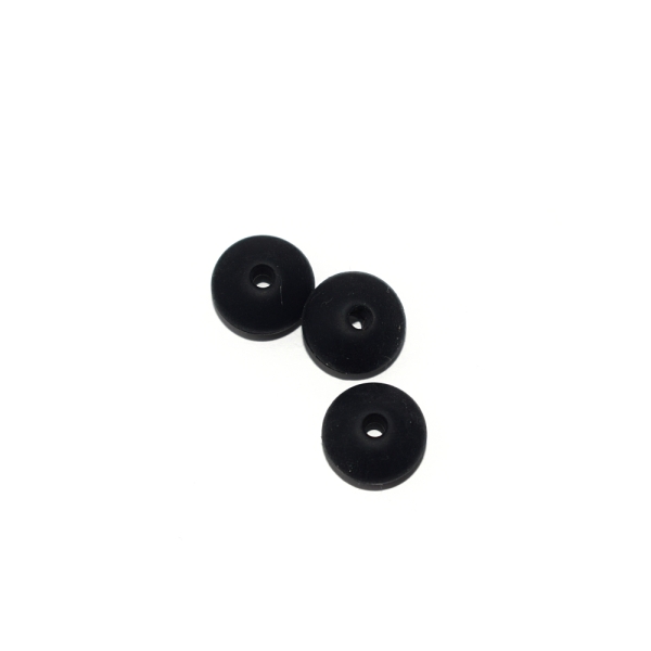 Perle lentille 10 mm en silicone noir - Photo n°1