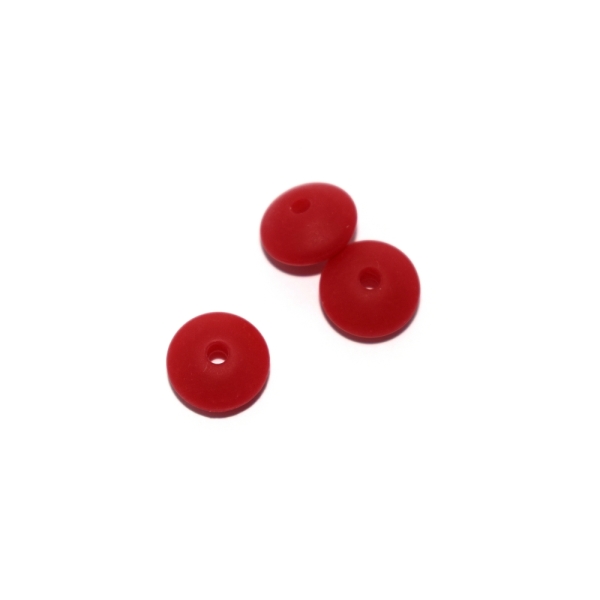 Perle lentille 10 mm en silicone rouge - Photo n°1