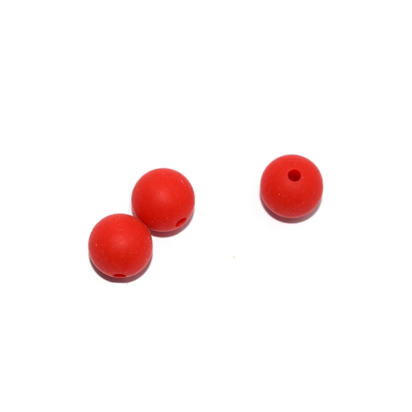 Perle ronde 12 mm en silicone rouge - Photo n°1