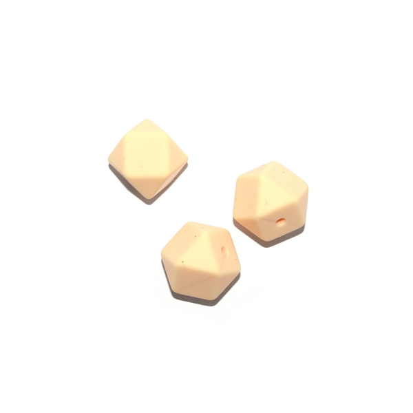 Perle hexagonale 17 mm en silicone crème - Photo n°1