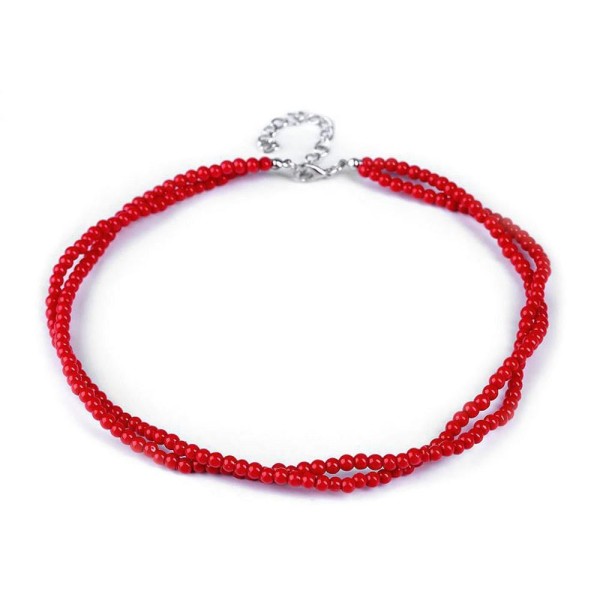 1pc (55) Rouge Imitation Collier de Perles Et de Strass Colliers, Bijoux - Photo n°2