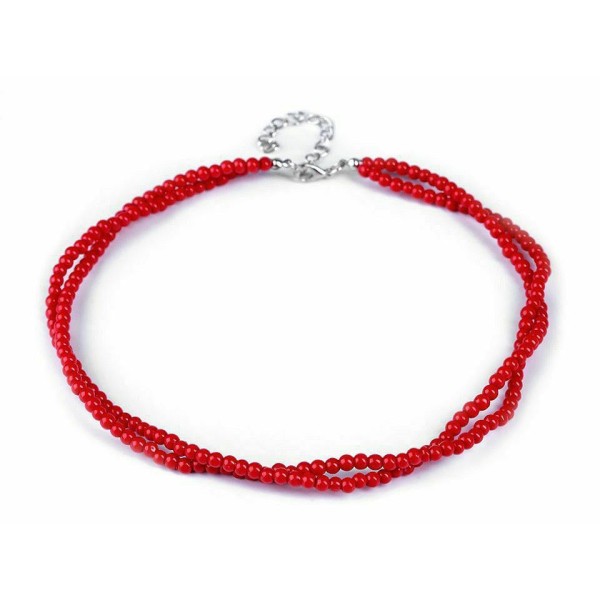 1pc (55) Rouge Imitation Collier de Perles Et de Strass Colliers, Bijoux - Photo n°1