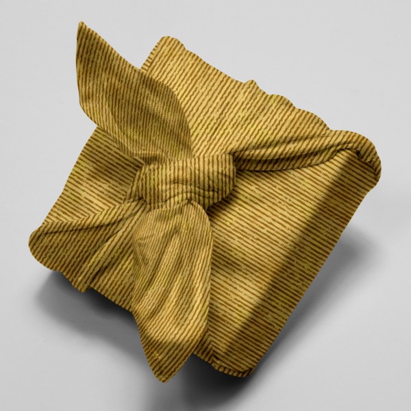 Tissu Toile de coton - Rayures dorés sur fond beige - Par 10 cm - Photo n°4
