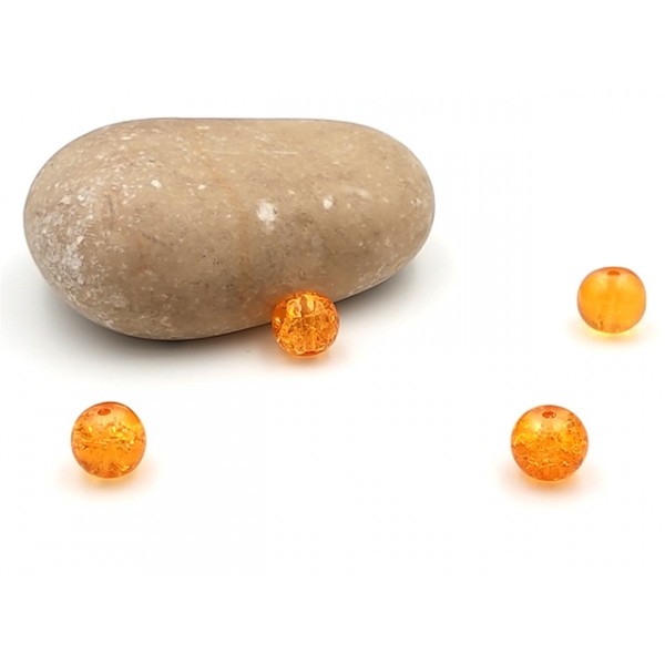 100 Perles Craquélées Orange 8mm - Photo n°1