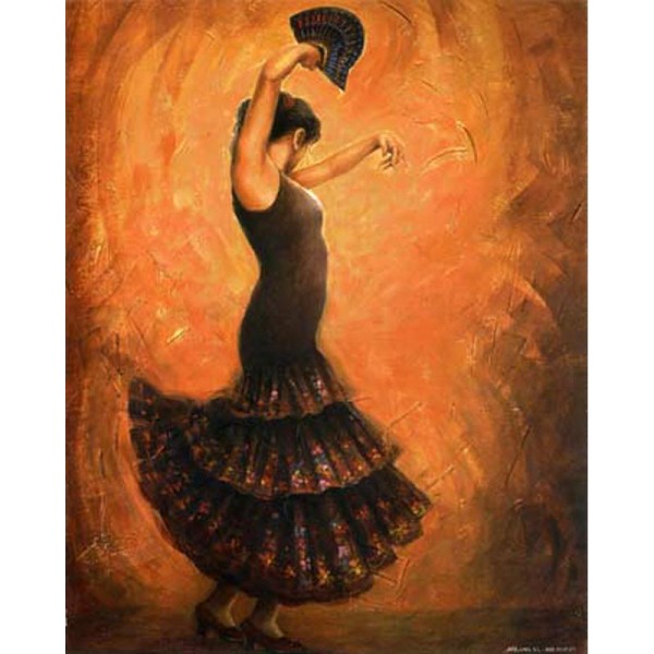 Image 3D Femme - Flamenco robe noire 24 x 30 cm - Photo n°1