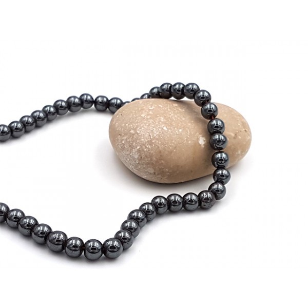 70 Perles Hématite 6mm Noires - Photo n°1