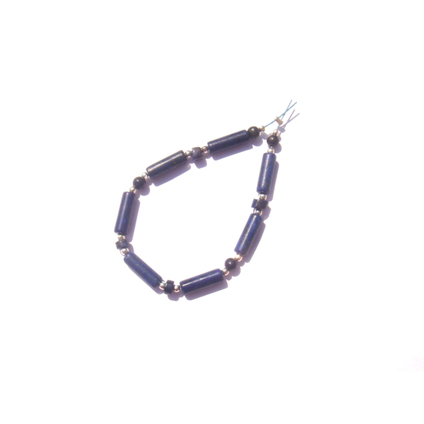 Lapis Lazuli surteinté : assortiment 15 perles tubes, rondelles et perles - Photo n°1