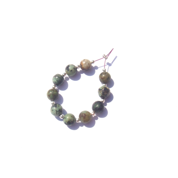 Turquoise Africaine : lot 10 perles assorties 7 MM de diamètre - Photo n°1