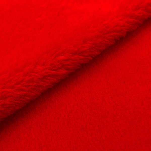 Tissu Doudou - Rouge - Vendu par 10 cm - Photo n°1