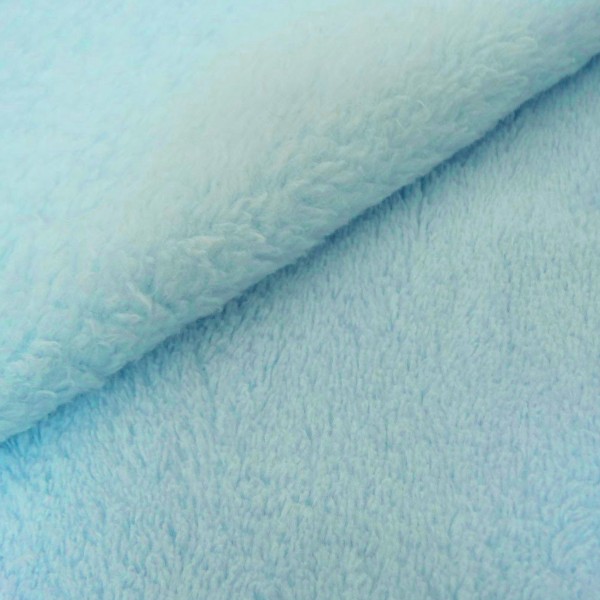 Tissu Doudou - Bleu Ciel - Vendu par 10 cm - Photo n°1