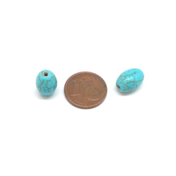10 Perles Ovale Imitation Turquoise 
