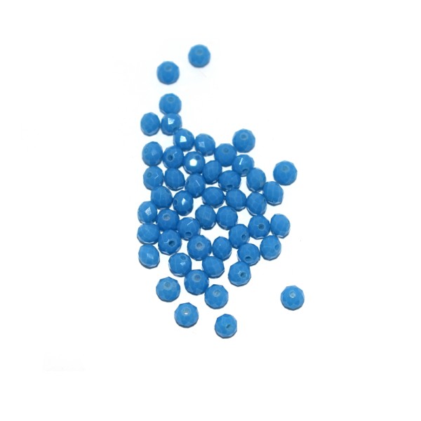 Perle à facettes rondes aplaties 3x4 mm bleu océan x10 - Photo n°1