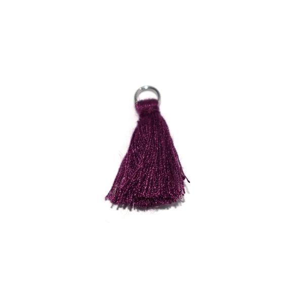 Pampille/Pompon en coton violet avec anneau argenté - Photo n°1