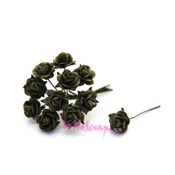 Petites roses papier vert - 10 pièces - Photo n°1
