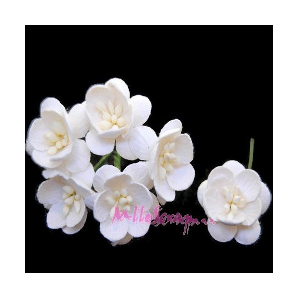 Fleurs papier blanc - 5 pièces - Photo n°1