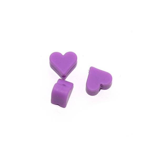 Perle silicone coeur 10x20 mm violet - Photo n°1