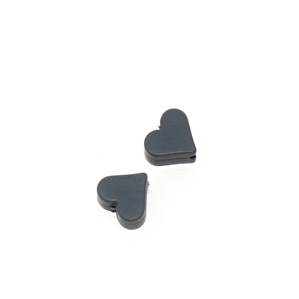 Perle silicone coeur 10x20 mm gris foncé - Photo n°1