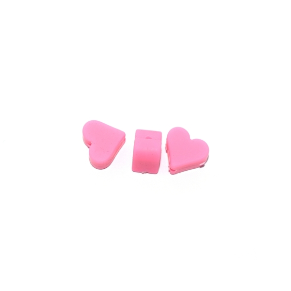Perle silicone coeur 10x20 mm rose bonbon - Photo n°1