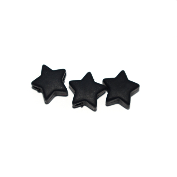 Perle silicone étoile 10x20 mm noir - Photo n°1