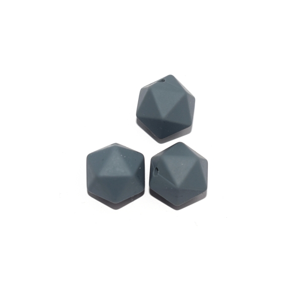 Perle hexagonale 14 mm silicone gris foncé - Photo n°1