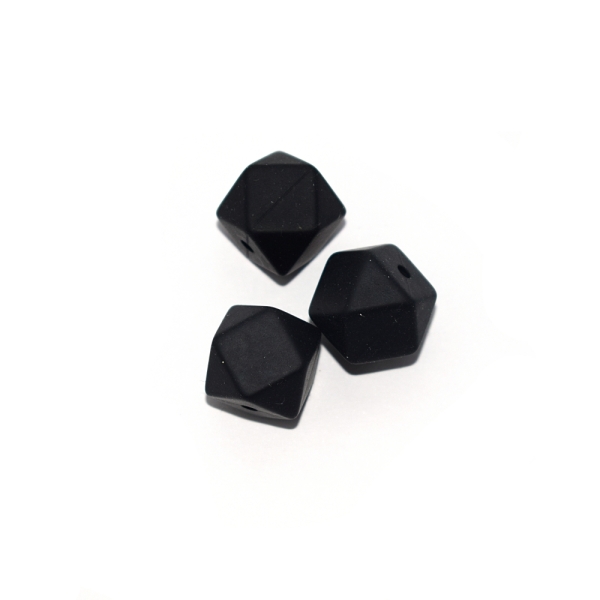 Perle hexagonale 14 mm silicone noir - Photo n°1