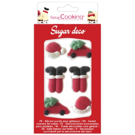 Décoration en sucre pour gâteaux - Père Noël - 6 pcs