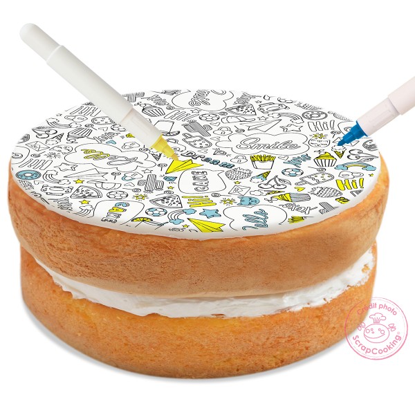 Rouleau pâte à sucre à colorier - Émoticônes - de 18 à 29,5 cm de diamètre - Photo n°2