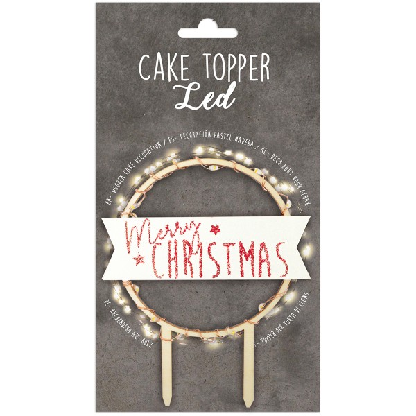 Cake Topper à Led - Merry Christmas  - 8,5 cm - Photo n°1