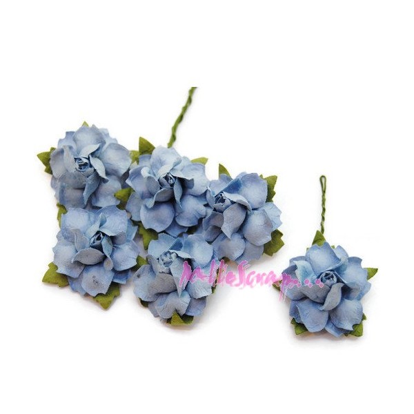 Fleurs papier bleu - 5 pièces - Photo n°1
