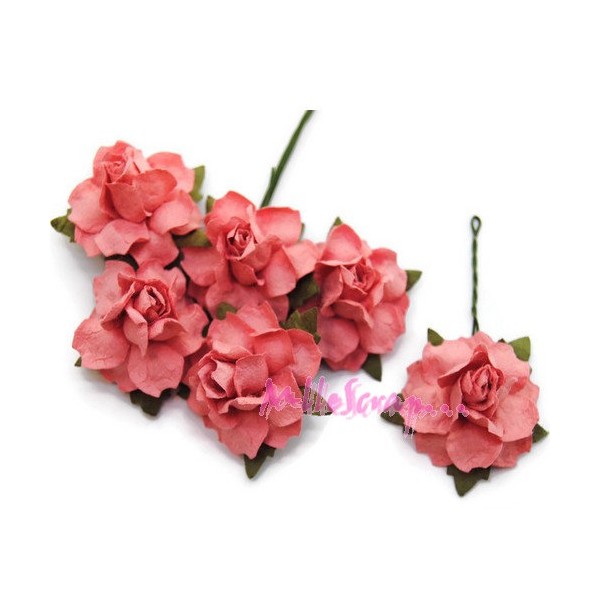 Fleurs papier rose - 5 pièces - Photo n°1