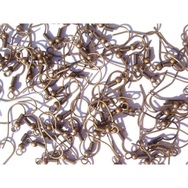 Crochets d'oreille 18 mm sans nickel couleur bronze : lot de 10 paires - Photo n°1