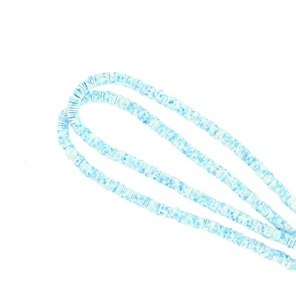 Perles Heishi rondelles 6 mm - Bleu clair Chiné - 28 g environ - Photo n°1