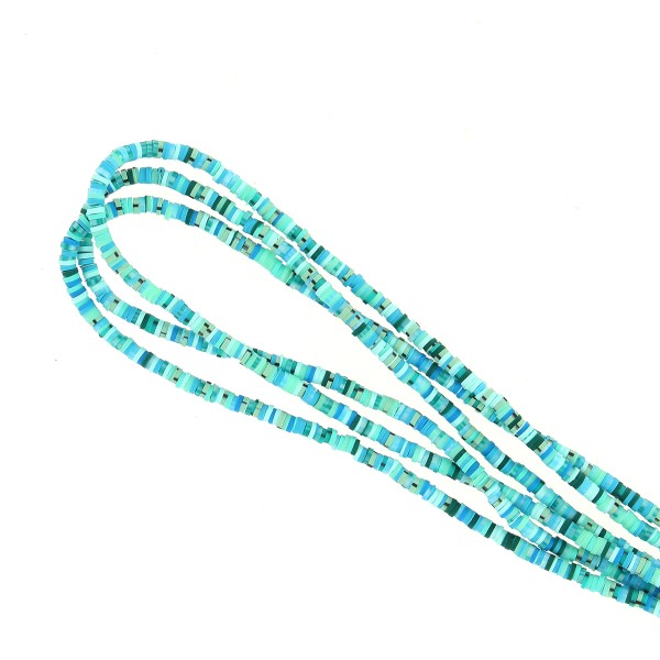 Perles Heishi rondelles 4 mm - Multi Turquoise - 20 g - Photo n°1