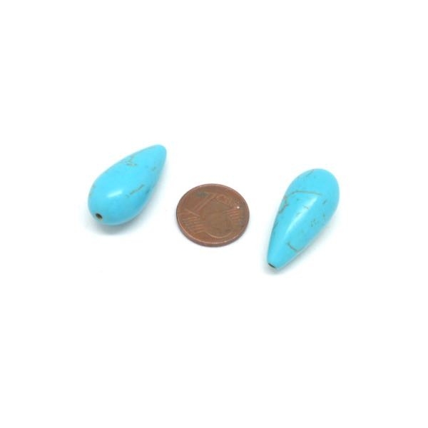 4 Perles Goutte Bleu Turquoise Style 