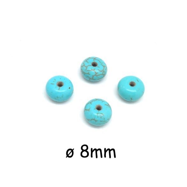 20 Perles Rondelle 8mm X 5mm Imitation Turquoise 