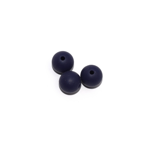 Perle ronde 12 mm en silicone bleu marine - Photo n°1