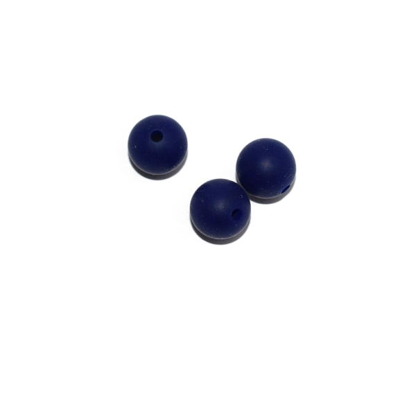 Perle ronde 12 mm en silicone bleu foncé - Photo n°1
