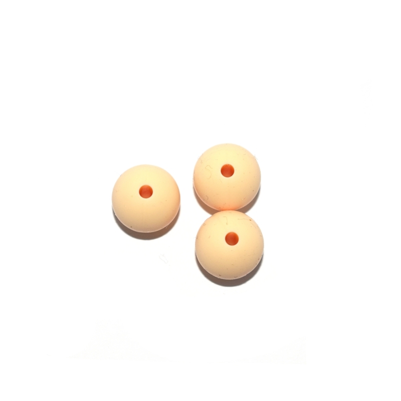 Perle ronde 12 mm en silicone beige clair - Perles silicone - Creavea
