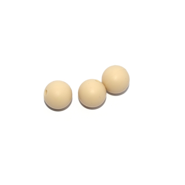 Perle ronde 12 mm en silicone beige - Photo n°1