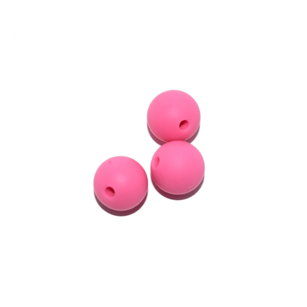 Perle ronde 12 mm en silicone rose moyen - Photo n°1