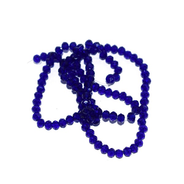 Perle à facettes rondes aplaties 3x4 mm bleu roi transparent x10 - Photo n°1