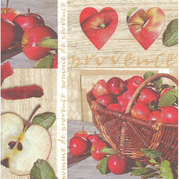 4 Serviettes en papier Pommes de Provence Lunch Decoupage Decopatch Ti-Flair 341934 - Photo n°1