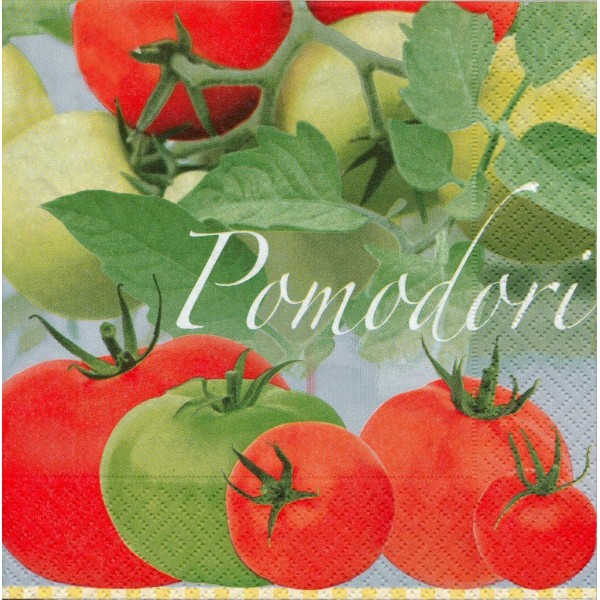 4 Serviettes en papier Tomate Pomodori Format Lunch Decoupage 21197 Paper+Design - Photo n°1